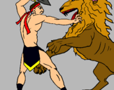 Dibuix Gladiador contra lleó pintat per guillem