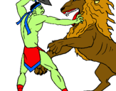 Dibuix Gladiador contra lleó pintat per gonza 