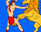 Dibuix Gladiador contra lleó pintat per edgar 0