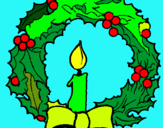 Dibuix Corona de nadal i una espelma pintat per juliadenadalpapanuel