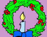Dibuix Corona de nadal i una espelma pintat per emma