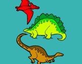 Dibuix Tres classes de dinosauris  pintat per ARNAU