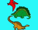 Dibuix Tres classes de dinosauris  pintat per p-pala