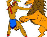 Dibuix Gladiador contra lleó pintat per adria