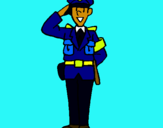 Dibuix Policia saludant pintat per jaka