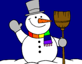 Dibuix ninot de neu amb escombra pintat per BERTA