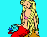 Dibuix Sirena amb cargol pintat per LLUNA