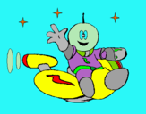 Dibuix Marcià amb moto espacial pintat per piolin 2