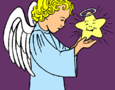 Dibuix Àngel i estrella pintat per maria fernanda portel