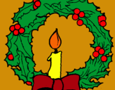 Dibuix Corona de nadal i una espelma pintat per gabi