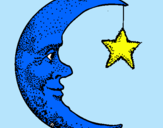 Dibuix Lluna i estrella pintat per julia artigau