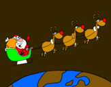 Dibuix Pare Noel repartint regals 3 pintat per olaunaum