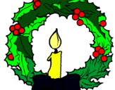 Dibuix Corona de nadal i una espelma pintat per joan