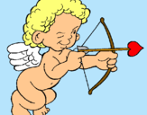 Dibuix Cupido apuntant amb la fletxa pintat per gabi