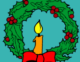 Dibuix Corona de nadal i una espelma pintat per jofre moseguí