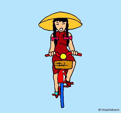 Dibuix Xina amb bicicleta pintat per xesca