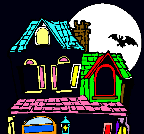 Dibuix Casa del misteri  pintat per nit