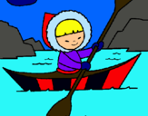 Dibuix Canoa esquimal pintat per refer.