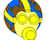 Dibuix Terra amb màscara de gas pintat per Rodrigo       Pastor