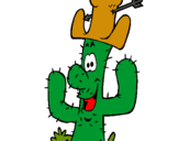 Dibuix Cactus amb barret  pintat per el cactus bacer