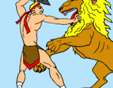 Dibuix Gladiador contra lleó pintat per Diol