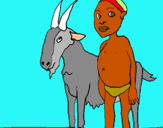 Dibuix Cabra i nen africà pintat per piolin 2