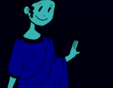 Dibuix Jove romana pintat per alien azul