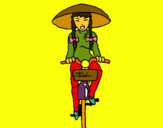 Dibuix Xina amb bicicleta pintat per irun
