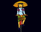 Dibuix Xina amb bicicleta pintat per Berta Zanuy