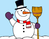 Dibuix ninot de neu amb escombra pintat per *ùù$$hojkll,uju,hklfd