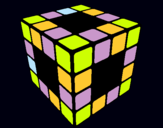 Dibuix Cub de Rubik pintat per aroa vela