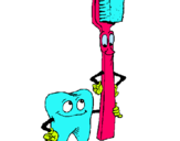 Dibuix Queixal i raspall de dents pintat per rosa