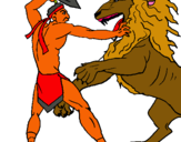 Dibuix Gladiador contra lleó pintat per guillem