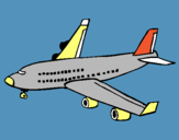 Dibuix Avió de passatgers  pintat per marc i mireia