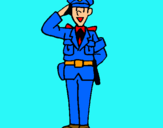 Dibuix Policia saludant pintat per cristina vega