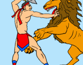 Dibuix Gladiador contra lleó pintat per COC