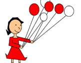 Dibuix Noia amb globus  pintat per viva el granada
