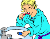 Dibuix Nen rentant-se les dents pintat per laura