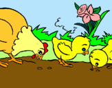 Dibuix Gallina i pollets pintat per ariadna P3