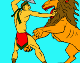 Dibuix Gladiador contra lleó pintat per alex 