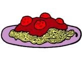 Dibuix Espaguetis amb carn pintat per anònim
