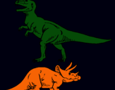 Dibuix Triceratops i tiranosaurios rex  pintat per tdinosures