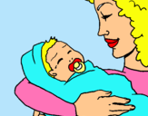 Dibuix Mare amb la seva nadó II pintat per laia