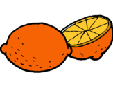 Dibuix llimona pintat per taronja