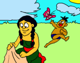 Dibuix Mare i fill maies pintat per ETNA