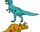 Dibuix Triceratops i tiranosaurios rex  pintat per arnau