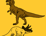 Dibuix Triceratops i tiranosaurios rex  pintat per eric