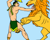 Dibuix Gladiador contra lleó pintat per ETNA