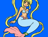 Dibuix Sirena amb perles pintat per clara rodriguez