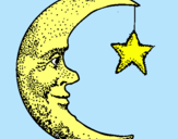 Dibuix Lluna i estrella pintat per maria cabre anguera